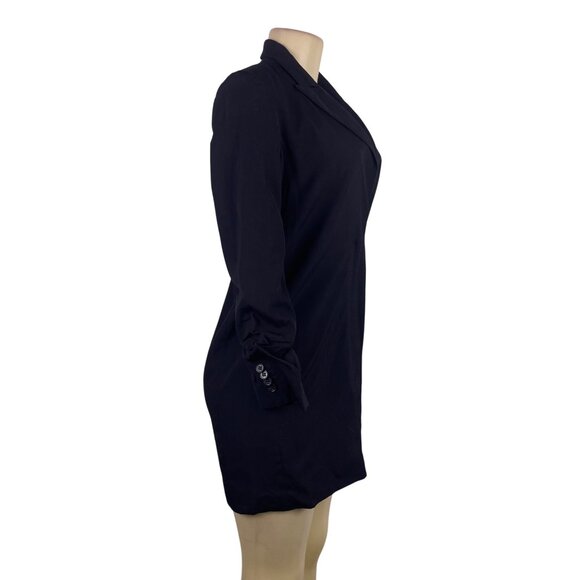 Theory Womens Black Wool & Polyamide Shirt Blazer Dress Elegant Button Cuff Sz 4 - Picture 2 of 9